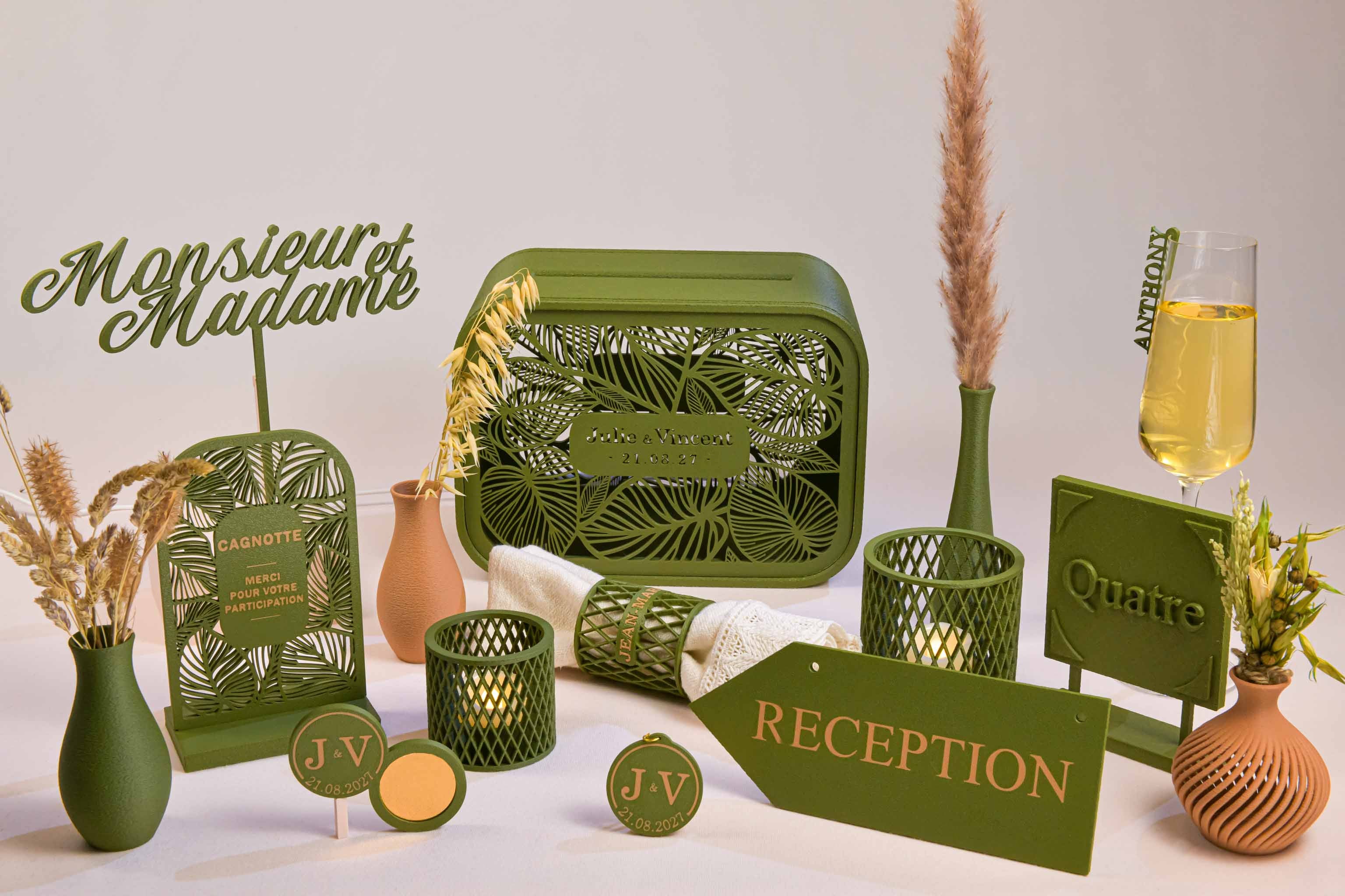 Urne rectangulaire personnalisée - Feuillage (lumière en option)