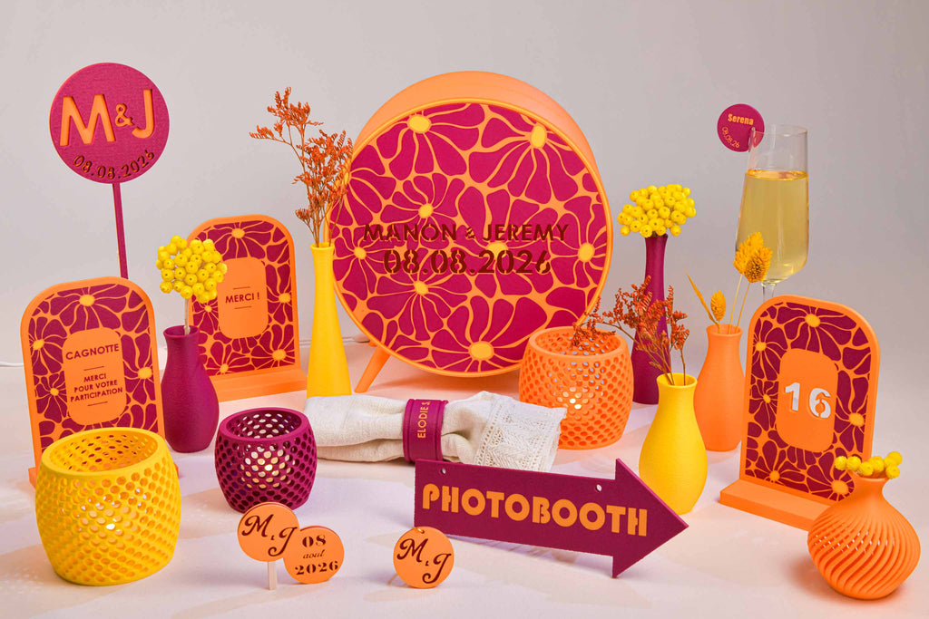 Urne ronde personnalisée - Fleurs (sur pieds) (lumière en option)