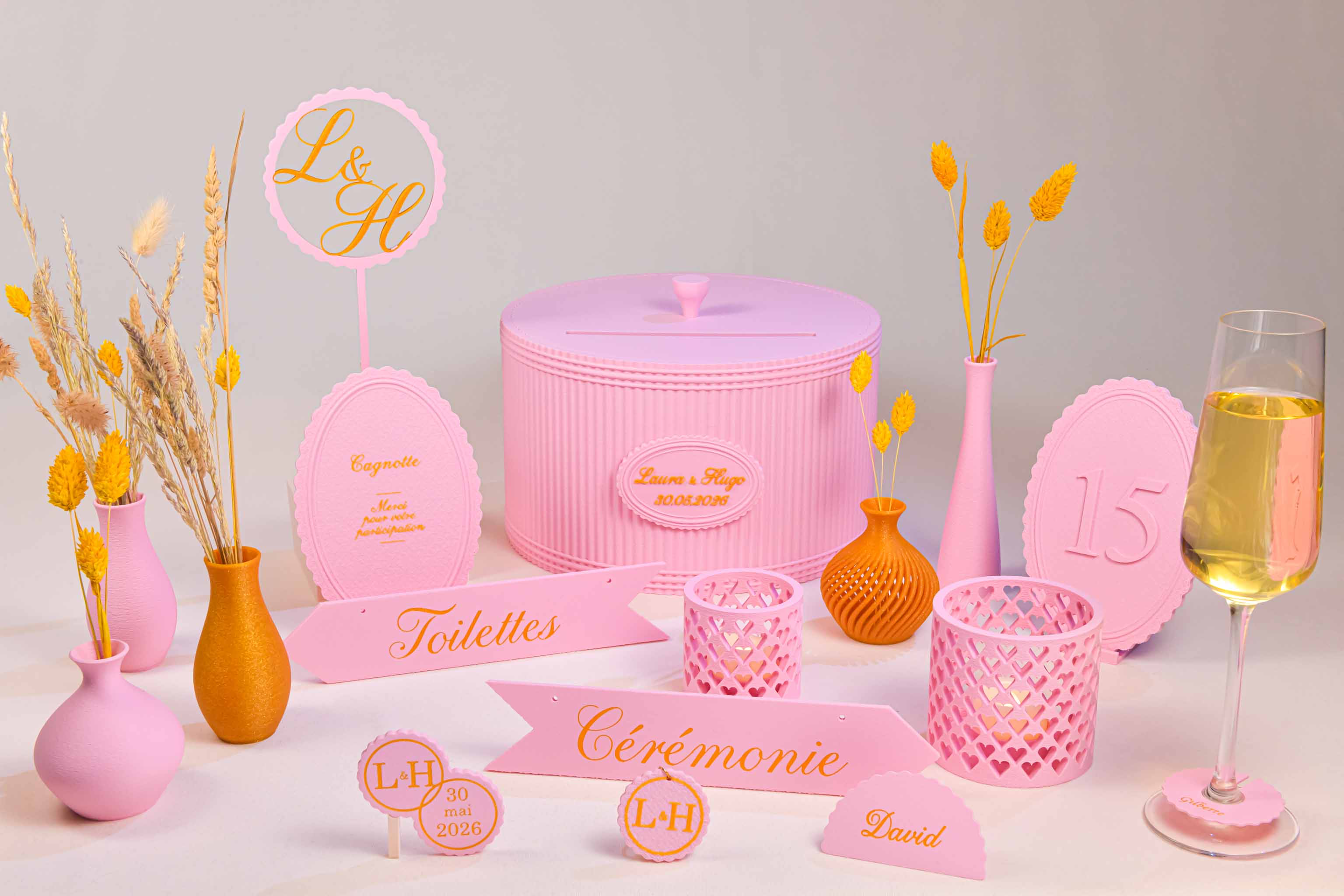 Cake topper initiales personnalisé - Romantique