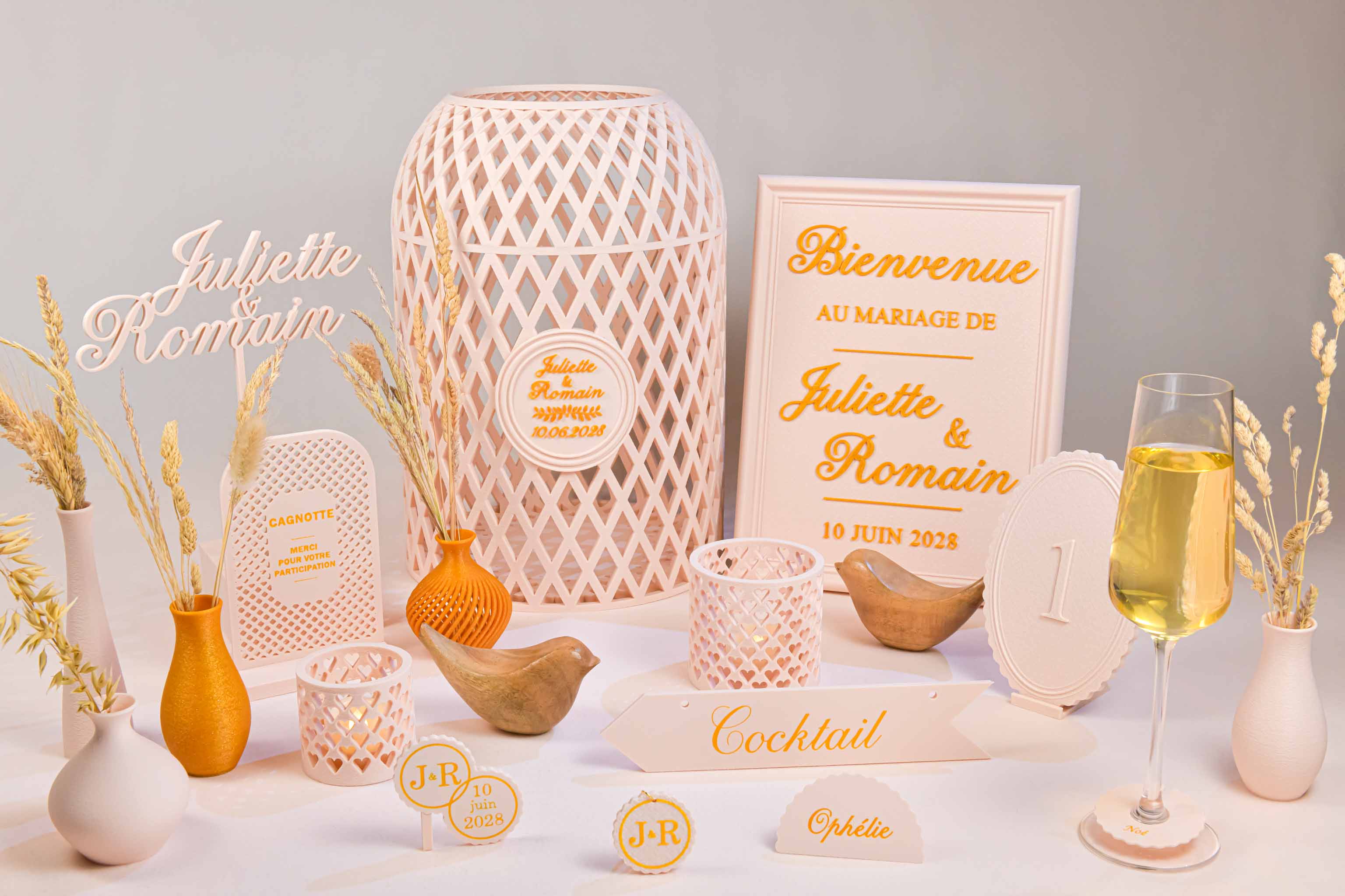 Cake topper prénoms personnalisé - Romantique