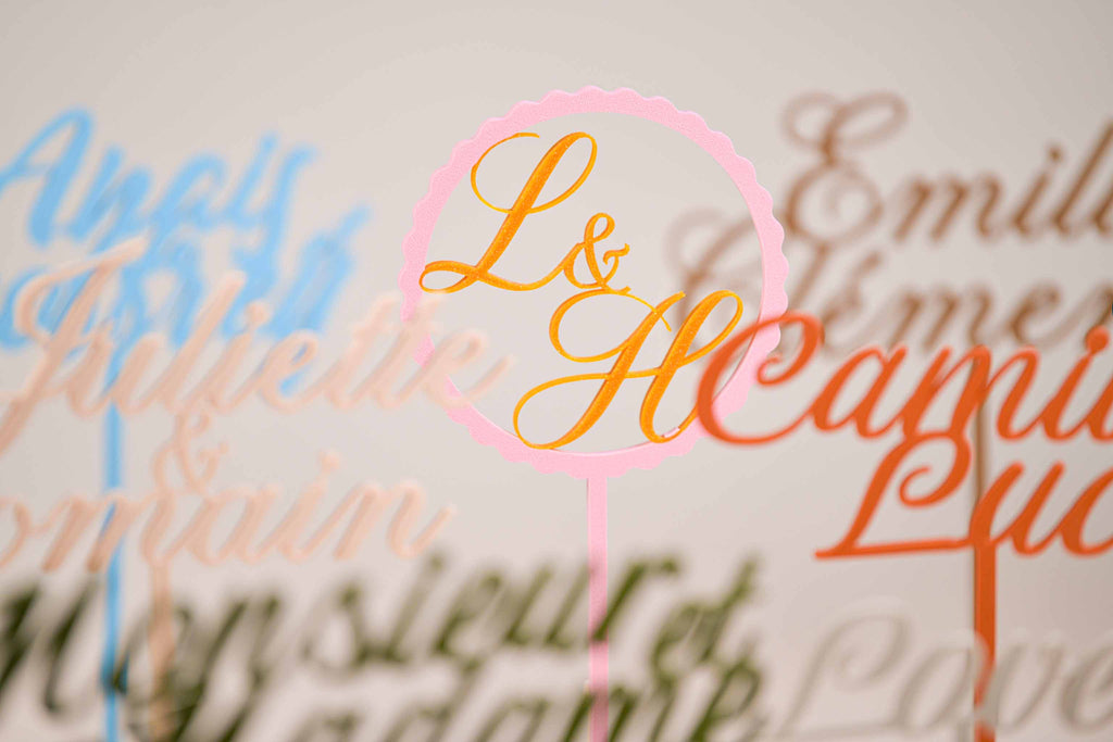 Cake topper initiales personnalisé - Romantique
