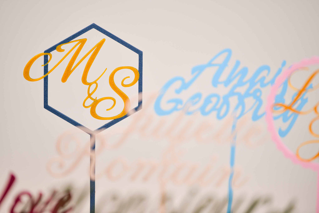 Cake topper initiales personnalisé - Chic