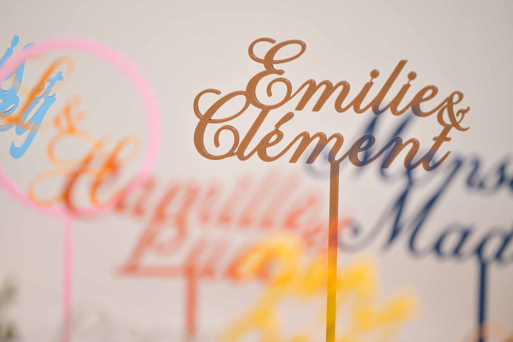 Cake topper prénoms personnalisé - Romantique