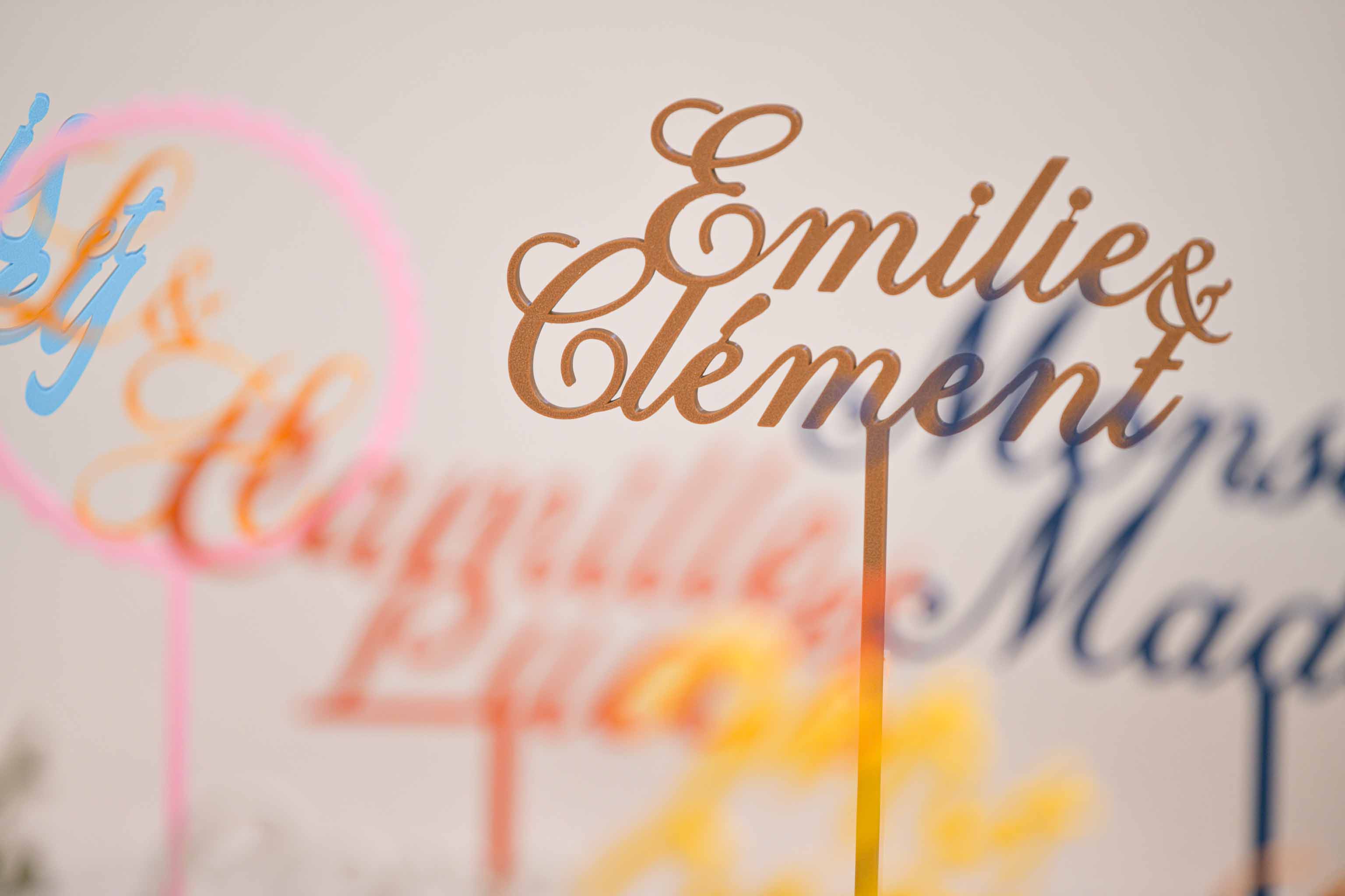 Cake topper prénoms personnalisé - Romantique