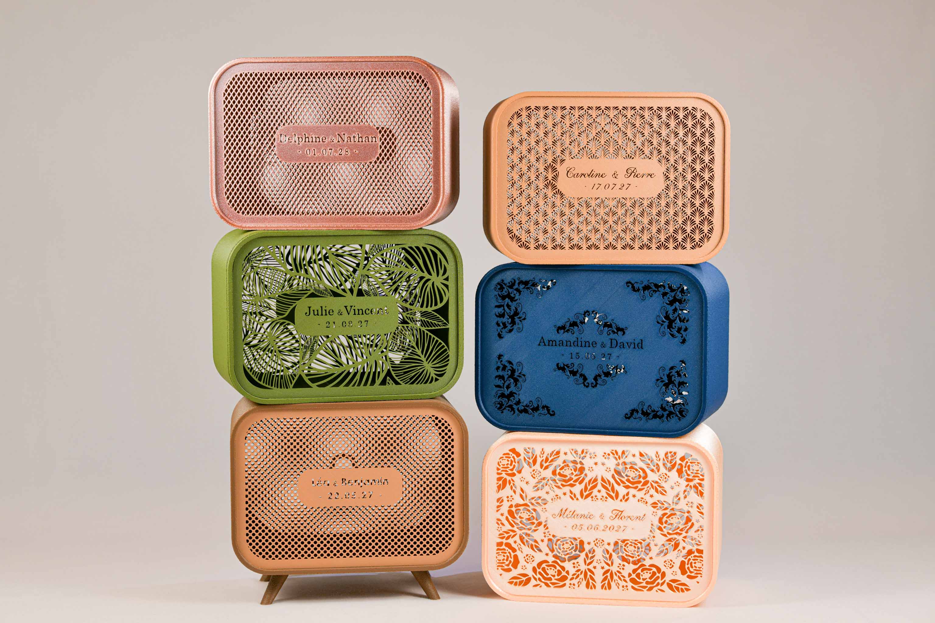 Urne rectangulaire personnalisée - Roses (lumière en option)