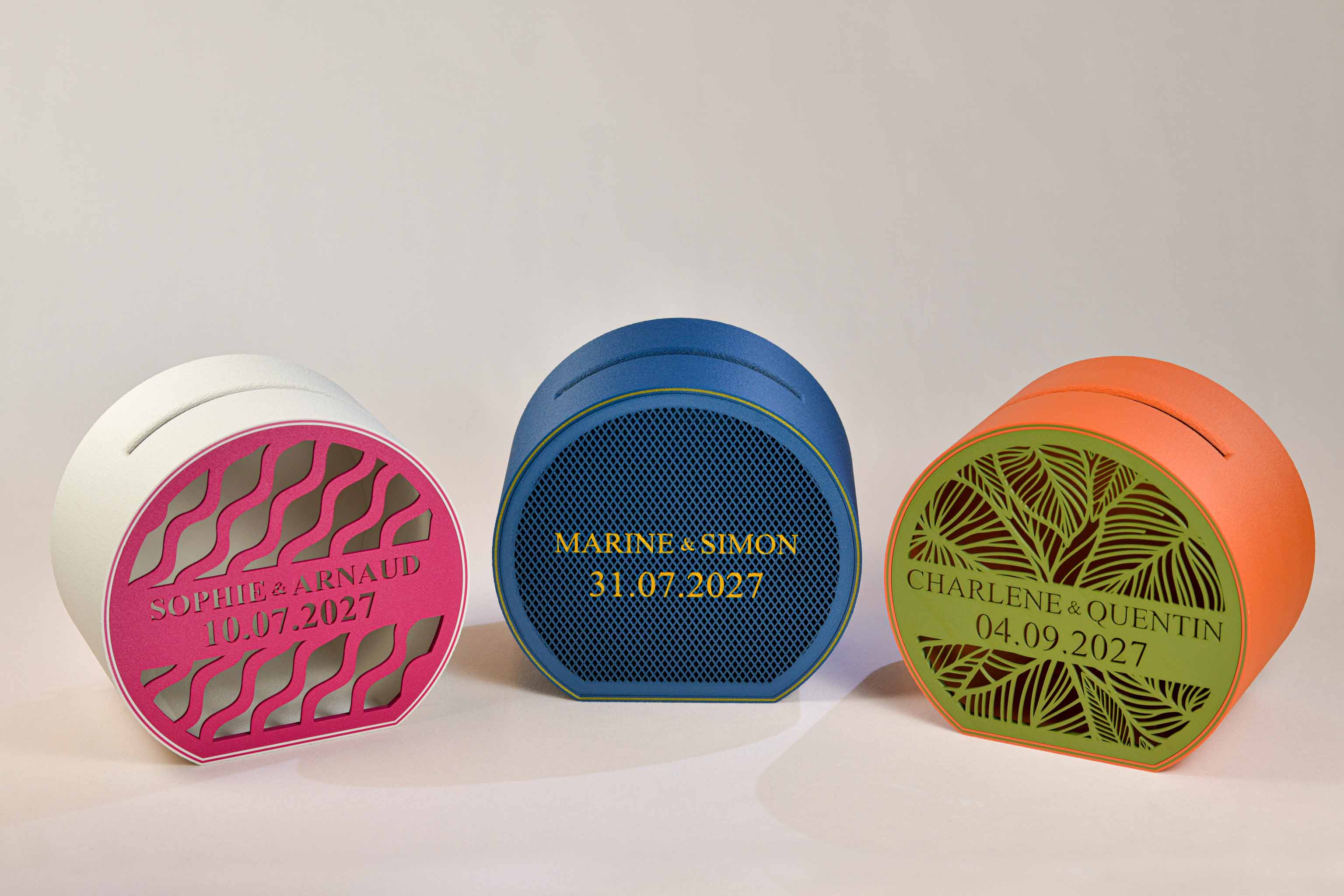 Urne arrondie personnalisée - Vaguelettes (lumière en option)