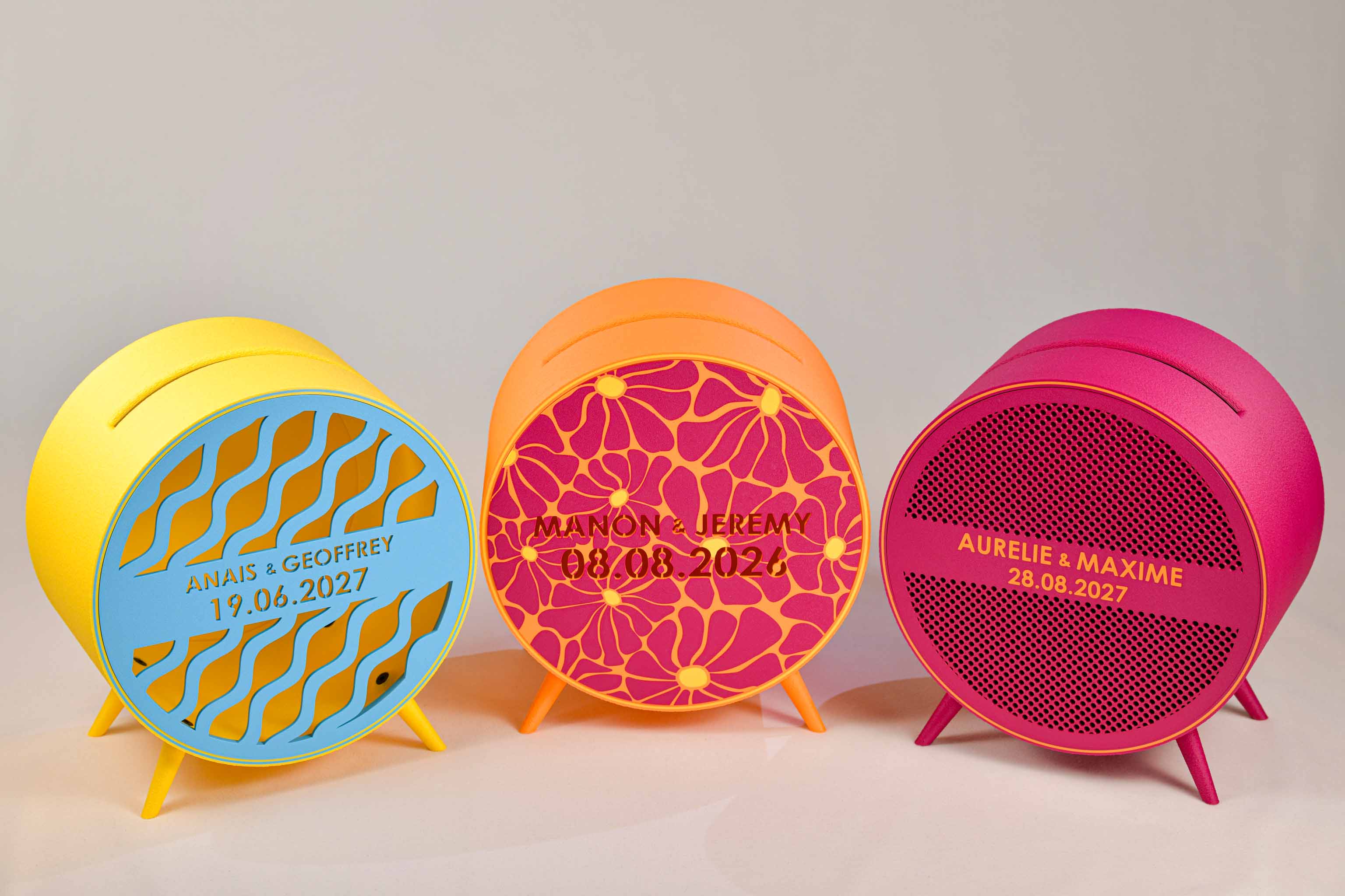 Urne ronde personnalisée - Vaguelettes (sur pieds) (avec lumière)