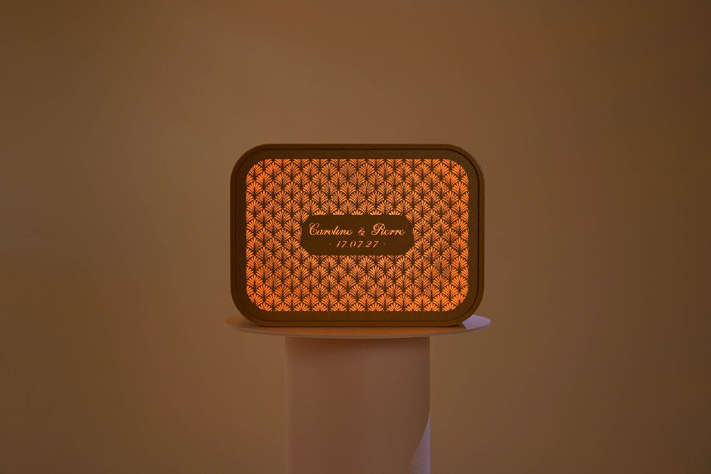 Urne rectangulaire personnalisée - Palmettes (avec lumière)