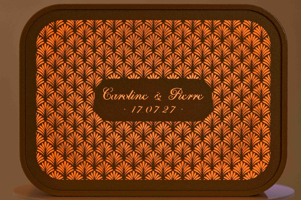 Urne rectangulaire personnalisée - Palmettes (avec lumière)