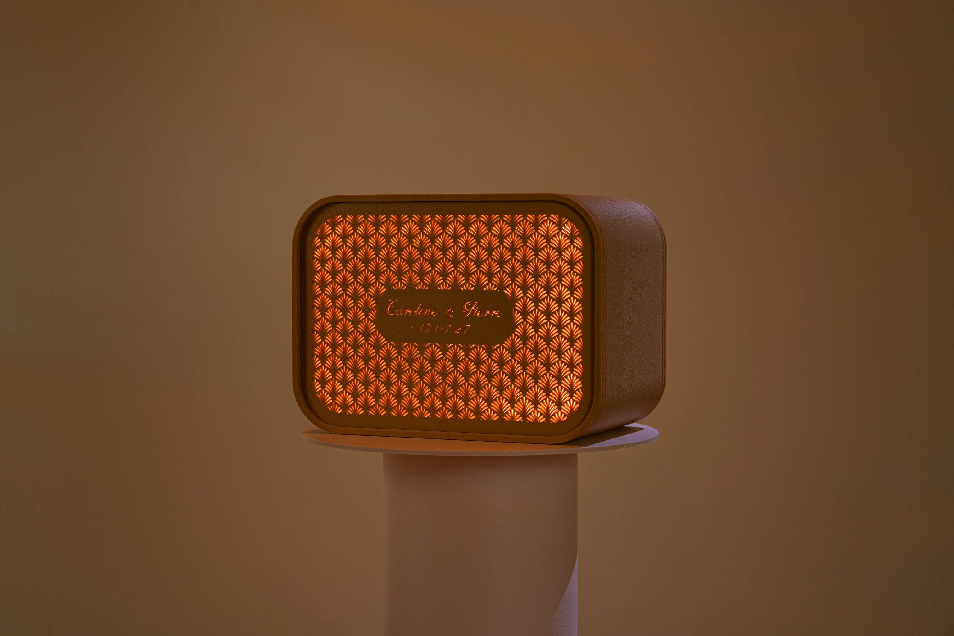 Urne rectangulaire personnalisée - Palmettes (avec lumière)