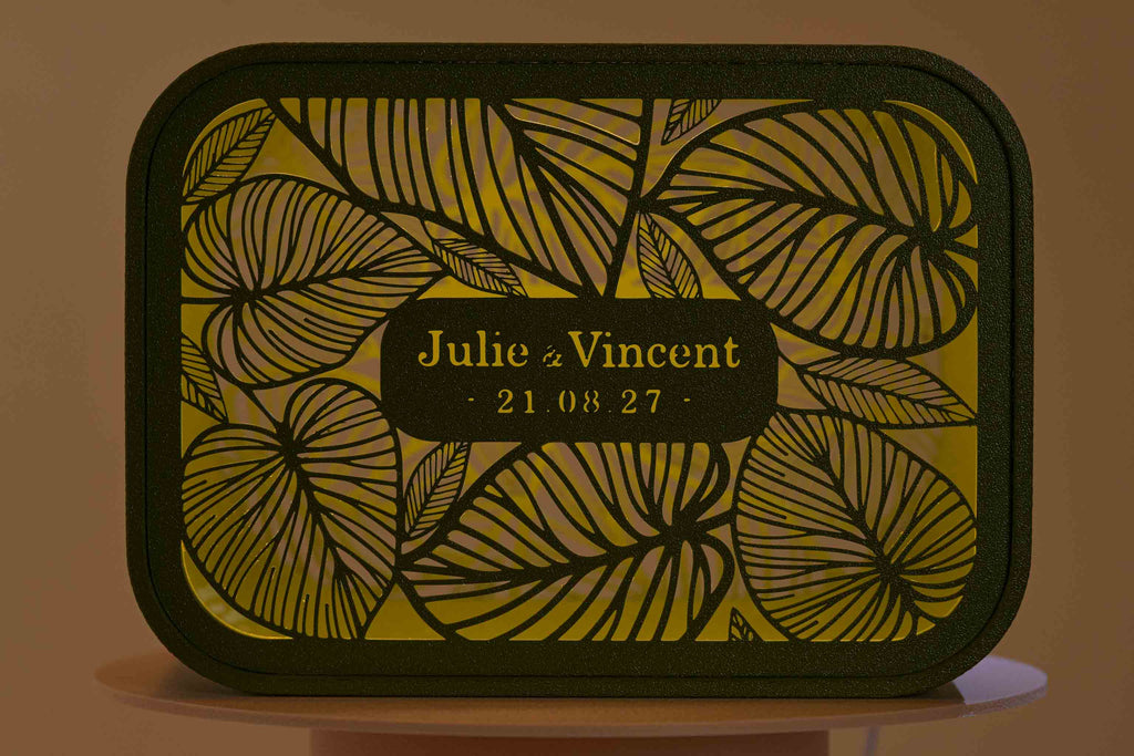 Urne rectangulaire personnalisée - Feuillage (avec lumière)