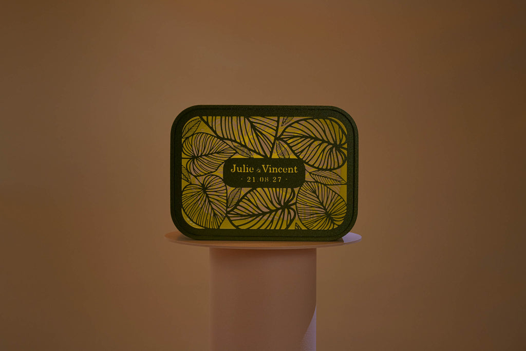 Urne rectangulaire personnalisée - Feuillage (avec lumière)