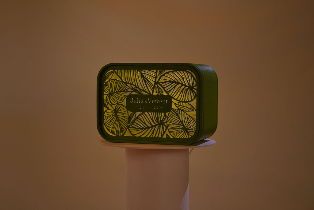 Urne rectangulaire personnalisée - Feuillage (avec lumière)