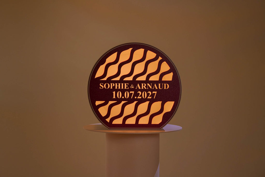 Urne arrondie personnalisée - Vaguelettes (lumière en option)