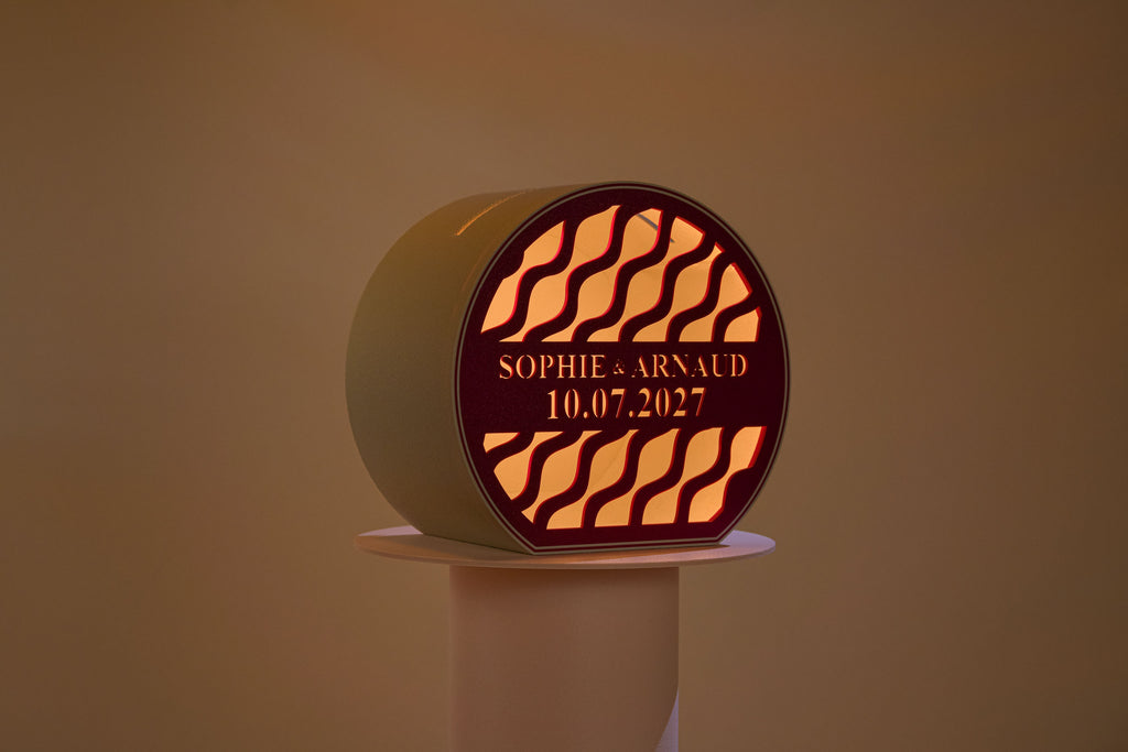 Urne arrondie personnalisée - Vaguelettes (lumière en option)