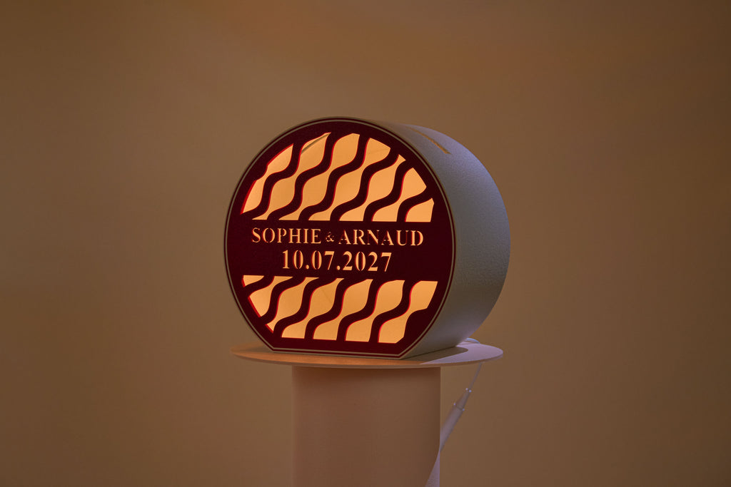 Urne arrondie personnalisée - Vaguelettes (lumière en option)