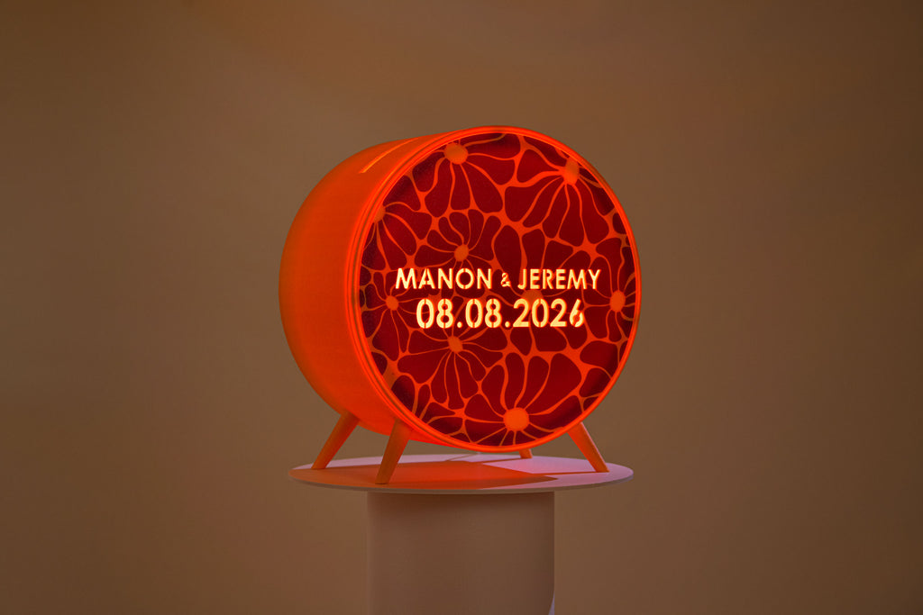 Urne ronde personnalisée - Fleurs (sur pieds) (avec lumière)